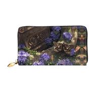 Portefeuille pour femme avec motif papillon en fleur, portefeuille à longue pochette, porte-cartes de crédit, porte-monnaie de voyage, noir, taille unique, Noir , Taille unique