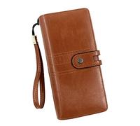 Portefeuille pour femme avec porte-chéquier tendance rétro simple long portefeuille multifonction grande capacité sac à main petit portefeuille en cuir pour femme (marron, taille unique)