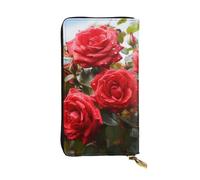 Portefeuille pour femme - Grande capacité - Portefeuille long - Roses rouges - Bush in the Garden - En cuir - Porte-cartes pour femme - Porte-carte - Portefeuille de voyage