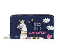 Portefeuille pour Femmes Pochettes pour Femmes Porte-Cartes Organisateur en Cuir Fermeture éclair Sac à Main drôle alpaga Je Choisis d'être Une Licorne