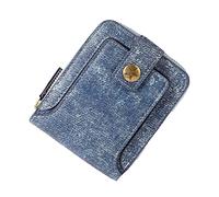 Portefeuille pour homme avec fermeture éclair horizontale en tissu denim multifonction pour filles, bleu, Taille unique