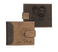 Portefeuille pour Homme avec Photo Nom Portefeuille en Cuir Personnalisé Cadeau pour Hommes Papas Maris Fils Cadeaux pour la Fête des Pères Noël Saint-Valentin (F)