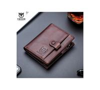 Portefeuille pour homme en cuir de vache véritable de marque Bullcaptain, design triangulaire, poche