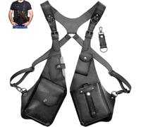 Portefeuille pour homme en cuir PU avec harnais antivol - Steampunk Rétro Underarm Shoulder Bag Holster Cosplay Halloween Accessoire Outdoor Voyage Sécurité Caché Pack Sangle réglable, Noir , Manteau