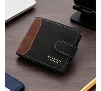Portefeuille pour homme, portable et pratique avec fermeture à bouton-pression, portefeuille rétro en polyuréthane souple à deux volets avec 6 emplacements pour cartes, 2 poches zippées pour ranger de