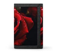 Portefeuille pour homme - Portefeuille fin à trois volets, chat câlin dans l'eau, porte-monnaie avec 8 porte-cartes de crédit, Motif roses - Rouge, Taille unique, Moderne