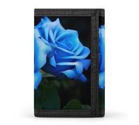 Portefeuille pour homme - Portefeuille fin à trois volets, chat câlin dans l'eau, porte-monnaie avec 8 porte-cartes de crédit, Fleurs roses bleues, Taille unique, Moderne