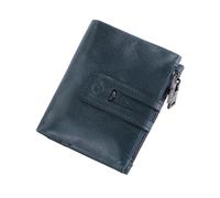 Portefeuille Pour Hommes Portefeuille en cuir véritable for hommes, petite fermeture éclair et loquet, porte-monnaie court, porte-carte, pince à billets, sac à main for hommes Pour L'ExtéRieur(Blue)