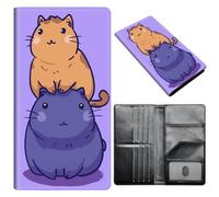 Portefeuille pour passeport pour homme et femme, en cuir synthétique avec blocage RFID, antivol et emplacements pour cartes de crédit, format A3, Simple Capybara, Size:8"x4.3"