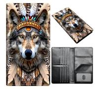 Portefeuille pour passeport pour homme et femme, en cuir synthétique avec blocage RFID, antivol et emplacements pour cartes de crédit, format A5, Plume de lou, Size:8"x4.3"