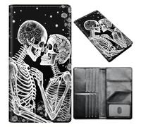 Portefeuille pour passeport pour homme et femme, en cuir synthétique avec blocage RFID, antivol et emplacements pour cartes de crédit, format A9, Love Kiss, Size:8"x4.3"