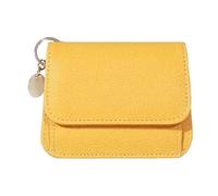 Portefeuille pour pièces de monnaie - Mini porte-monnaie en cuir PU avec fermeture éclair, porte-cartes en cuir synthétique - Pochette pour écouteurs et rouge à lèvres, jaune, 4.53x0.98x3.74 inches
