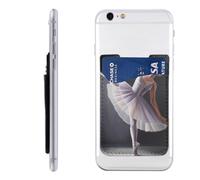 Portefeuille pour téléphone avec motif danseuse de ballet - Porte-cartes à coller pour l'arrière de l'étui de téléphone - Pochette adhésive en cuir pour téléphone portable - Compatible avec la plupart