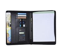 Portefeuille Professionnel A4 Cuir PU Organisateur de Documents Multifonctionnel avec Calculatrice Intégrée Porte-cartes Sécurisé pour Cadres d'Entreprise