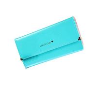 Portefeuille Pu Cuir Longue Femme Chequier Compagnon Grande Capacité Porte-Monnaie Bleu