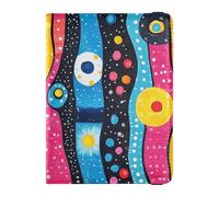 Portefeuille rétro graffiti art coloré rayé rond décoratif en cuir pour passeport et carte de vaccin Combo Portefeuille Combo Badge ID Vaccin Card Holder Portefeuille Portefeuille léger, Rétro