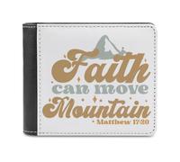 Portefeuille rétro « La Foi Peut déplacer des Montagnes » | Portefeuille chrétien en Cuir PU pour Hommes et Femmes | Cadeau inspirant pour Les croyants