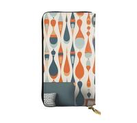 Portefeuille rétro moderne du milieu du siècle avec formes de goutte pour homme et femme - Long sac à main en cuir - Grand sac à main d'affaires - Porte-téléphone - Porte-cartes de crédit