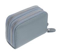 Portefeuille Rfid en Cuir de Vache, Double Fermeture Éclair, 10 Fentes | Deux Compartiments Zippés, Poche Monnaie, Soufflet Accordéon, Doublure Polyester, Noir, pour Cartes et Couleur Aléatoire