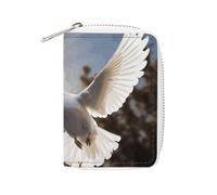 Portefeuille RFID pour cartes de crédit pour femme - Joli petit portefeuille en cuir - Motif colombe blanche volant au soleil - Étui de rangement avec fermeture éclair - Style : 16 x 11,5 cm, Style :,