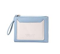Portefeuille rigide pour femme - Couleur unie - Fermeture éclair - Plusieurs emplacements pour cartes - Pochette Just Take My Wallet (bleu, taille unique)