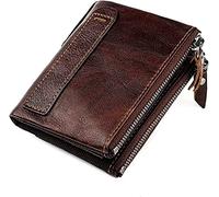 portefeuille, Sac à cartes, portefeuille en cuir véritable for homme, portefeuille à deux volets, porte-carte d'identité, porte-monnaie avec double fermeture éclair, petit sac à main féminin (couleur