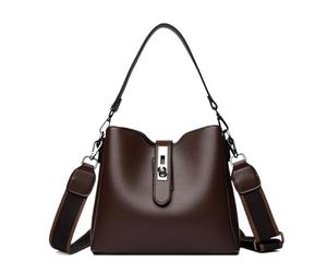 Portefeuille seau - Architecture verticale cylindrique - Sac à bandoulière en cuir de vachette véritable - Sac à bandoulière esthétique rétro - Doublure synthétique - Grand sac fourre-tout - Sac à