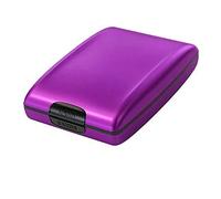 Portefeuille sécurisé RFID pour espèces et cartes, porte-informations en aluminium pour portefeuille RFID, protection de sécurité pour portefeuille en métal bloquant RFID (Mauve)