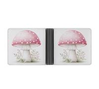 Portefeuille Souple en Cuir PU Rose Clair à Pois Blancs, Motif Champignon, avec Porte-Monnaie, Porte-Cartes et étui à Billets. Ce Portefeuille Fin et résistant est idéal pour Ranger l'argent des Ho