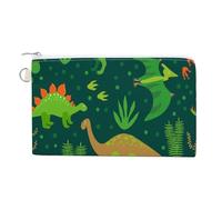 Portefeuille souple, sac à main en toile avec fermeture éclair pour femme, trousse de maquillage, porte-monnaie pour pièces de crédit, billets, motif Crash, 18,8 x 11,7 cm, imprimé différents dinosaur