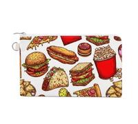 Portefeuille souple, sac à main en toile avec fermeture éclair pour femme, trousse de maquillage, porte-monnaie pour pièces de crédit, billets, motif Crash, 18,8 x 11,7 cm, imprimé hamburger, hot-dog,