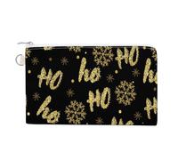 Portefeuille souple, sac à main en toile avec fermeture éclair pour femme, trousse de maquillage, porte-monnaie pour pièces de monnaie, billets, motif Père Noël, rire, flocons de neige dorés, motif sa