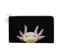 Portefeuille souple, sac à main en toile avec fermeture éclair pour femme, trousse de maquillage, porte-monnaie pour pièces de monnaie, billets, 18,8 x 11,7 cm, imprimé véritable axolotl, salamandre n