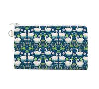 Portefeuille souple, sac à main en toile pour femme, trousse de maquillage à fermeture éclair, porte-monnaie pour pièces de monnaie, billets, Crash, 18,8 x 11,7 cm, imprimé cygnes blancs, nénuphars, f