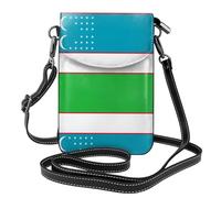 Portefeuille spacieux pour téléphone portable avec drapeau de la République d'Ouzbékistan - Petit sac à main polyvalent en toile avec sangle en cuir réglable