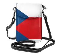 Portefeuille spacieux pour téléphone portable avec drapeau de la République tchèque - Petit sac à main polyvalent en toile avec sangle en cuir réglable