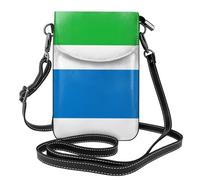 Portefeuille spacieux pour téléphone portable avec drapeau de la Sierra Leone - Petit sac à main polyvalent en toile avec sangle en cuir réglable