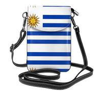 Portefeuille spacieux pour téléphone portable avec motif drapeau de l'Uruguay - Petit sac à main polyvalent en toile avec sangle en cuir réglable
