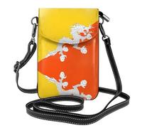 Portefeuille spacieux pour téléphone portable, motif drapeau du Royaume du Bhoutan, petit sac à main en toile polyvalent avec sangle en cuir réglable, noir, taille unique