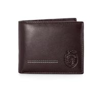 Portefeuille Sporting, avec Porte-Monnaie, 12,5 x 9 x 2 cm. Plusieurs emplacements pour Cartes et Deux Rabats avec fenêtre pour Documents Photo. Compartiment pour Billets. Protection RFID (Marron)