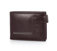Portefeuille Sporting Cuir avec Languette, 10,5 x 7,5 x 2 cm, Porte-Monnaie, Billets, emplacements pour Cartes, fenêtre pour Documents Photo, Fermeture Pression, RFID, Noir, Marron (Marron)