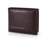 Portefeuille Sporting en Cuir avec Porte-Monnaie, 10 x 8,5 x 1,5 cm. Plusieurs emplacements pour Cartes. Compartiment pour Billets. Protection RFID. Noir, Marron (Marron)