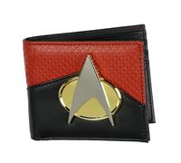 Portefeuille Star Trek The Next Generation Metal Command Badge à deux volets avec fenêtre pour carte d'identité et pochette pour billets
