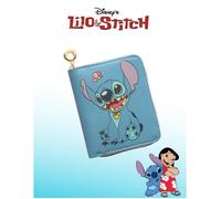 Portefeuille Stitch Fille - Porte-Monnaie Bleu Disney Kawaii | Fermeture Zip, Design Papillon, Accessoire Cadeau Enfant