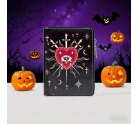 Portefeuille style gothique, pendentif en forme de larme, d'étoile, de soleil et d'épée avec cristaux, design créatif de pentagramme sur la fermeture éclair, porte-cartes de mode décontractée MoyenPor