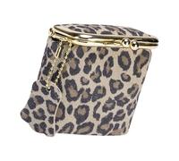 Portefeuille tendance en cuir avec imprimé léopard pour pièces de monnaie, bijoux, clés, usage quotidien, portefeuille compact, Léopard gris blanc P, Taille unique