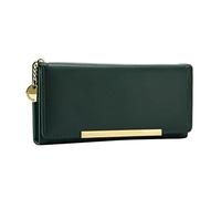 Portefeuille tendance pour femme avec nouveau motif sac à main solide simple long portefeuille tendance pratique porte-badge pour le cou, Vert, Taille unique
