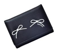 Portefeuille tendance pour filles avec nœuds - Petit porte-cartes en cuir synthétique - Poche pour monnaie - Avec fenêtre transparente - Portefeuille tendance pour filles, Noir , Beauté de masse