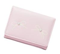 Portefeuille tendance pour filles avec nœuds - Petit porte-cartes en cuir synthétique - Poche pour monnaie - Avec fenêtre transparente - Portefeuille tendance pour filles, a, Beauté de masse