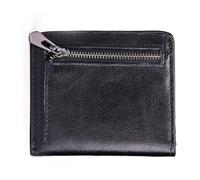 Portefeuille tendance pour homme - Couche supérieure rétro en cuir synthétique ultra fin en fibre de vache, design compact et élégant pour un usage quotidien, voyage, noir, Couleur unie